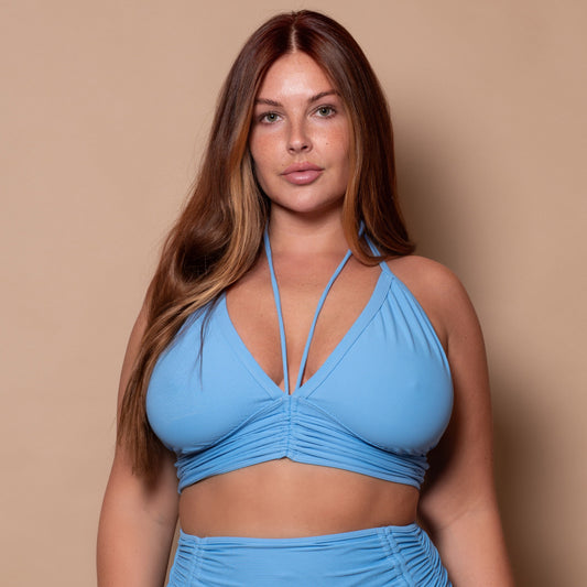 Azur Blauw Multiway Halter Bikini Top