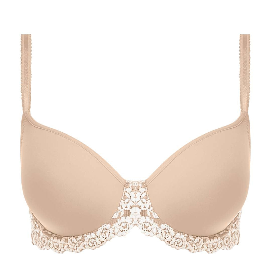 contour bra in nude color with lace flower details in ivory