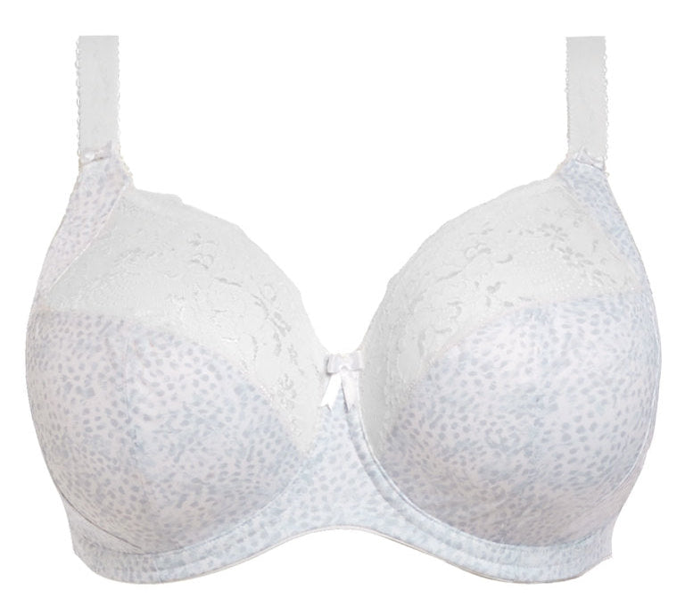 a big cup bra in white with subtile leaves print and stretch lace
