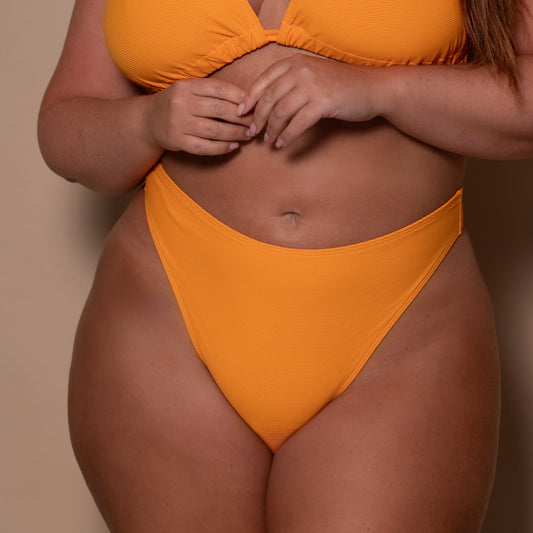 plussize ribbed yellow bikini thong