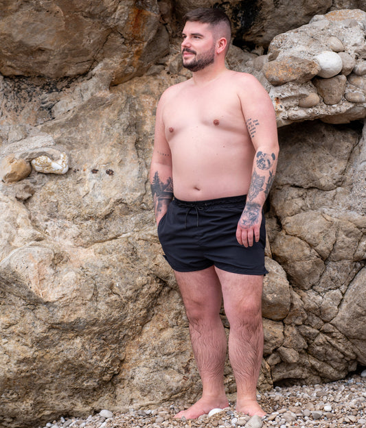 Men Swim Short Tailored Fit Black