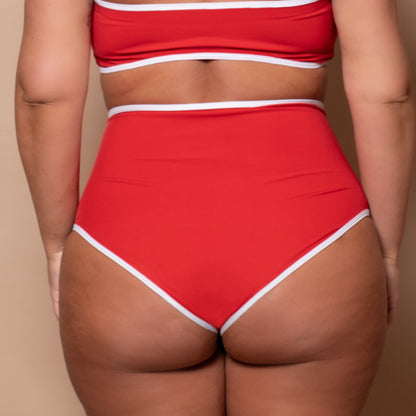 Azur Rood Hoge Taille Bikini Slip