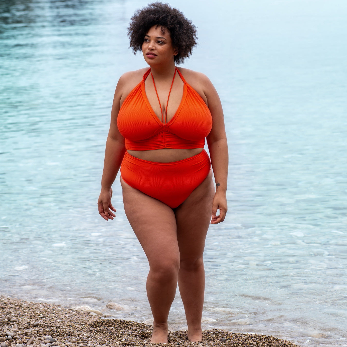 Azur Orange Multiway Halter Bikini Top