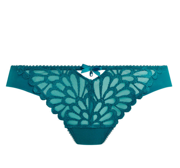 brazilian in Teal color with art deco embroidery