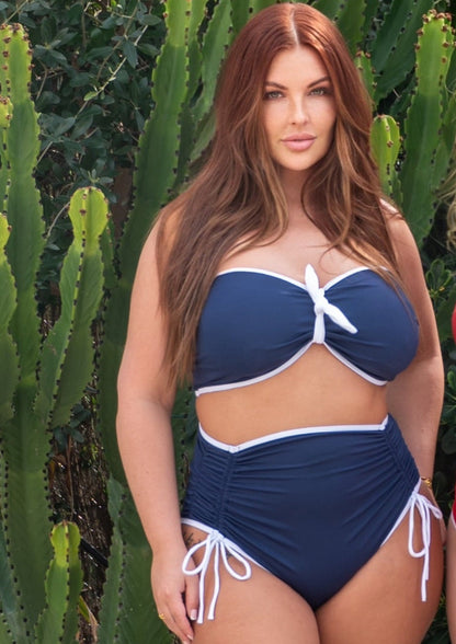 Azur Navy Adjustable High Waist Bikini Briefs