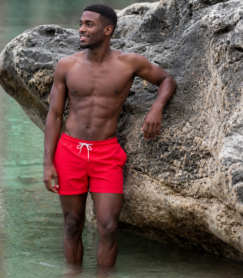Men Swim Short Tailored Fit Red