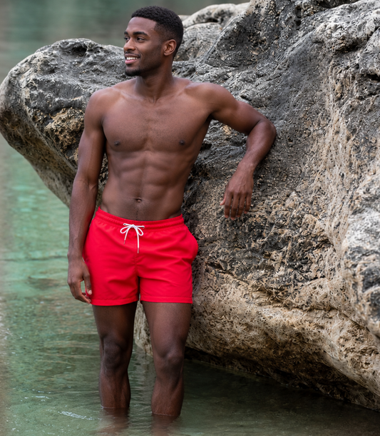 Men Swim Short Tailored Fit Red