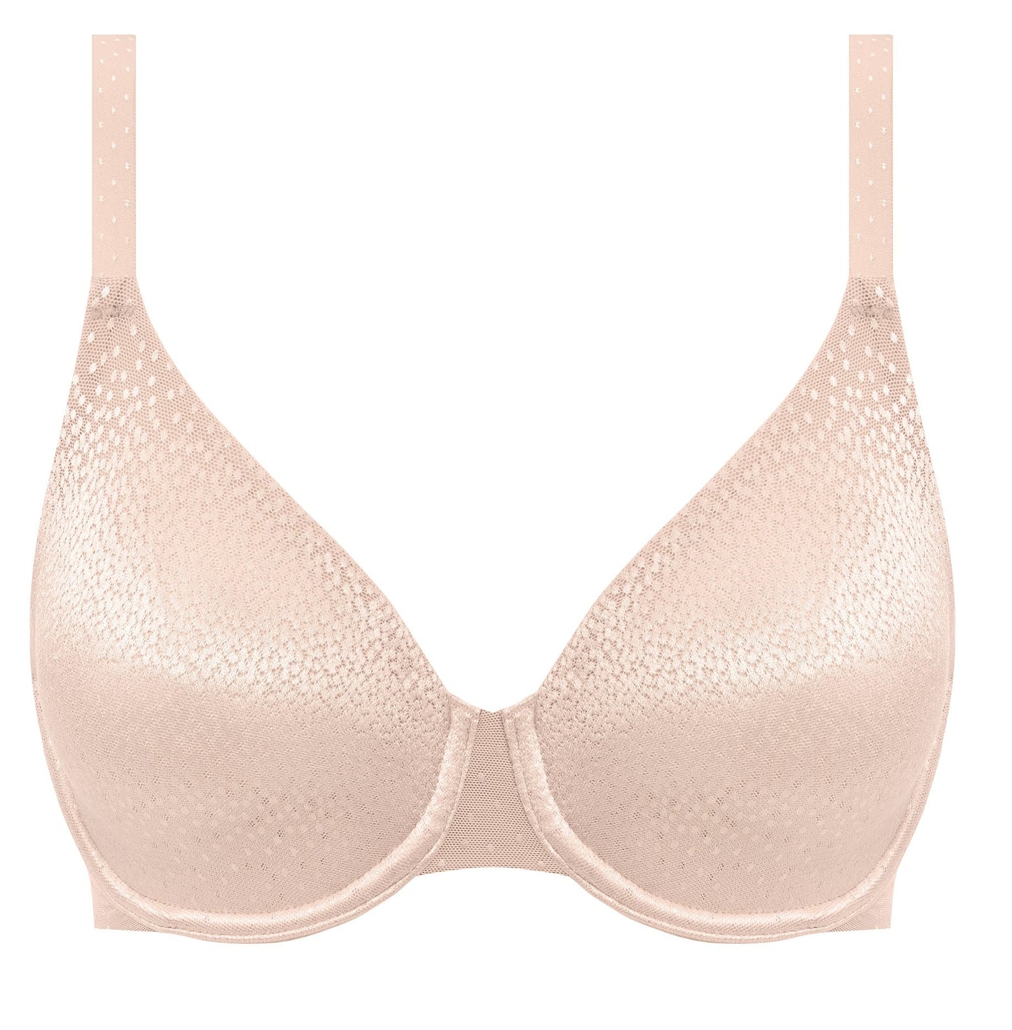 pink underwired t-shirt bra with shiny dots