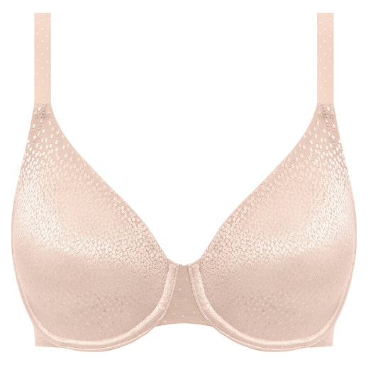 pink underwired t-shirt bra with shiny dots