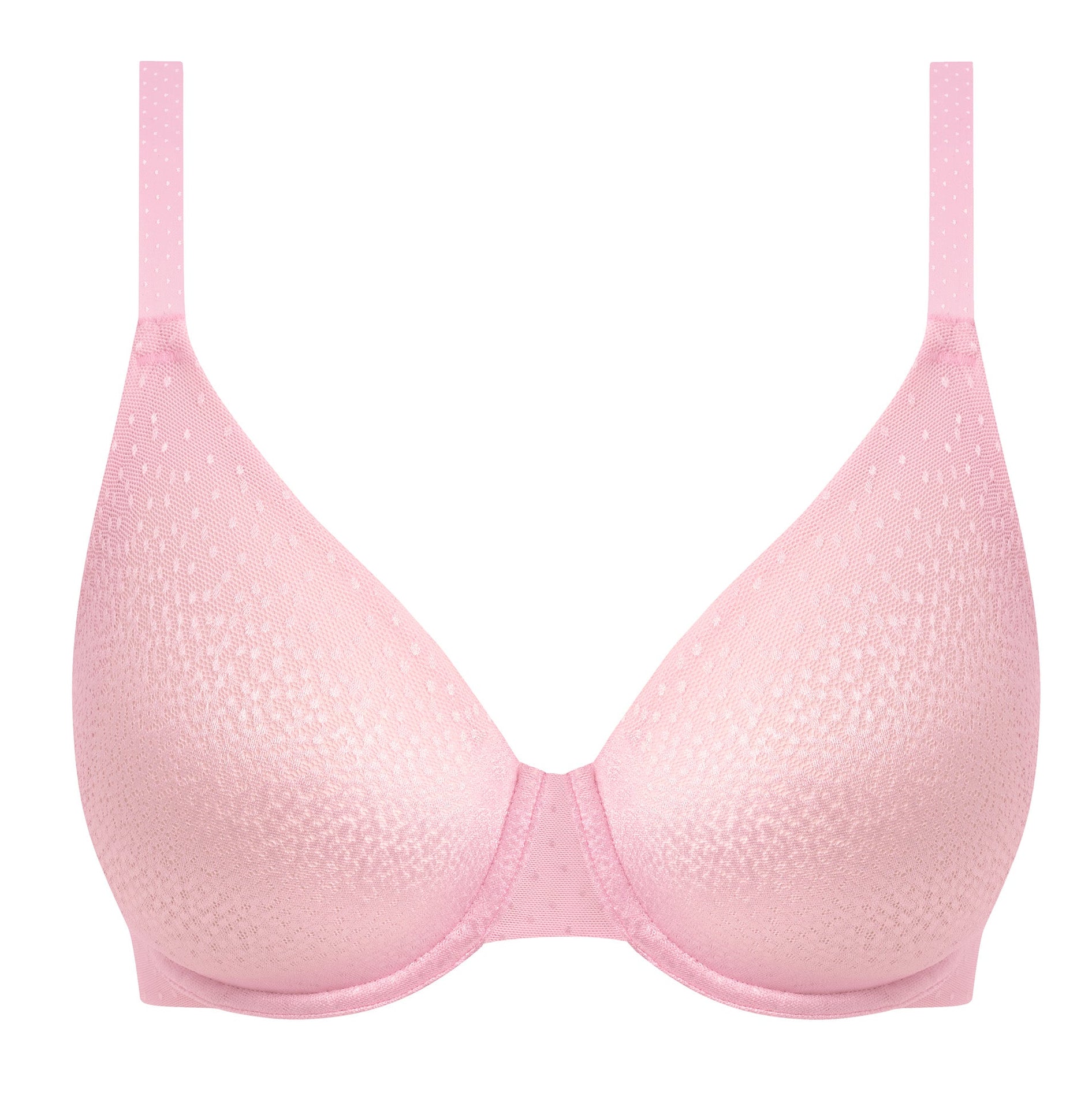 smooth t-shirt bra in a bright pink color with shiny dots