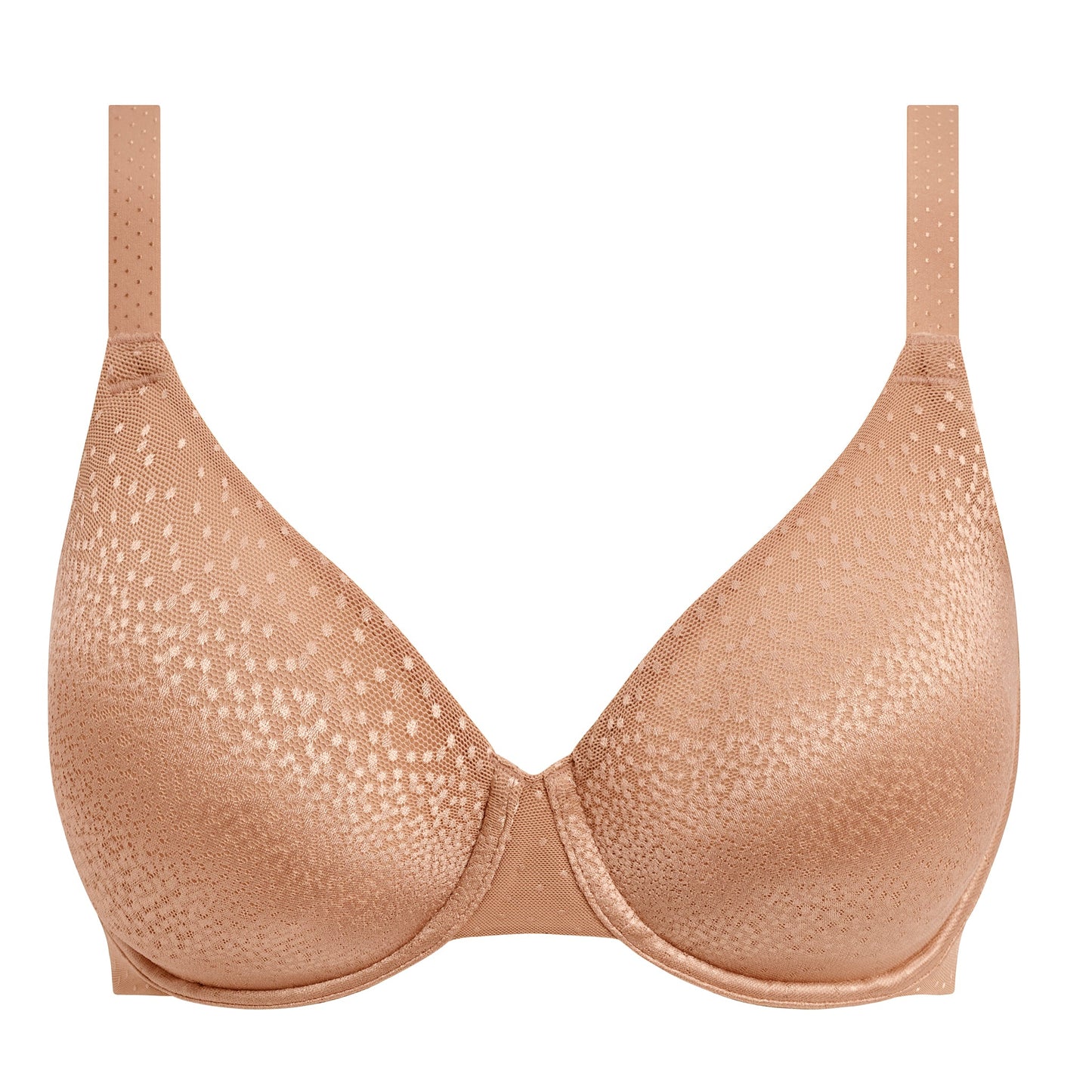 Nude color underwired t-shirt bra with shiny dots