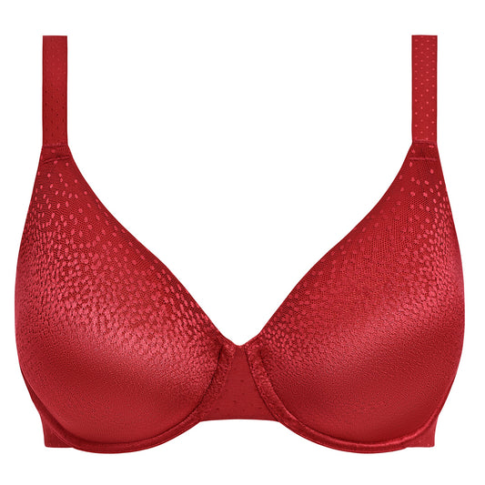 Red underwired contour bra with shiny dots