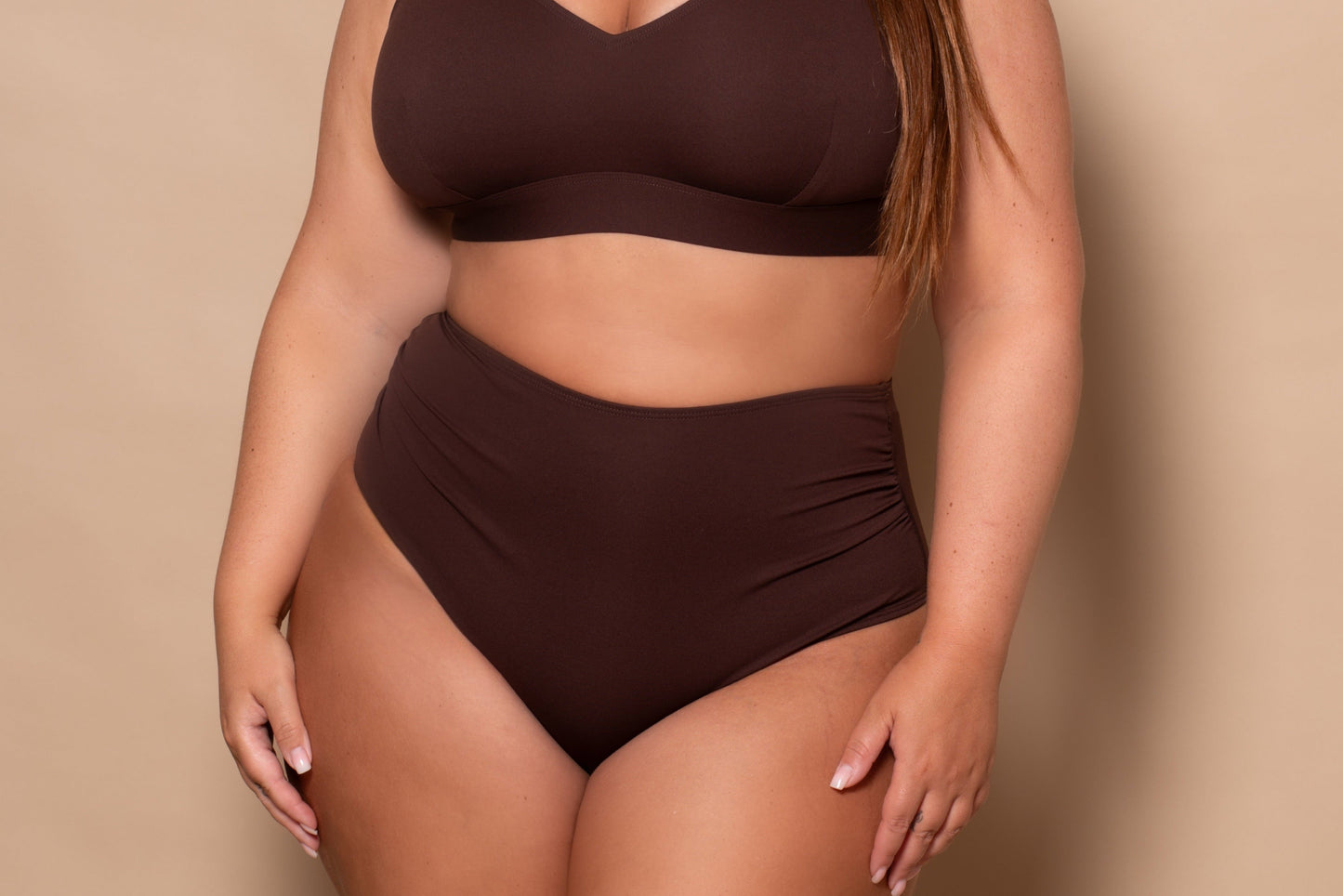 Coffee High Waist Bikini Briefs