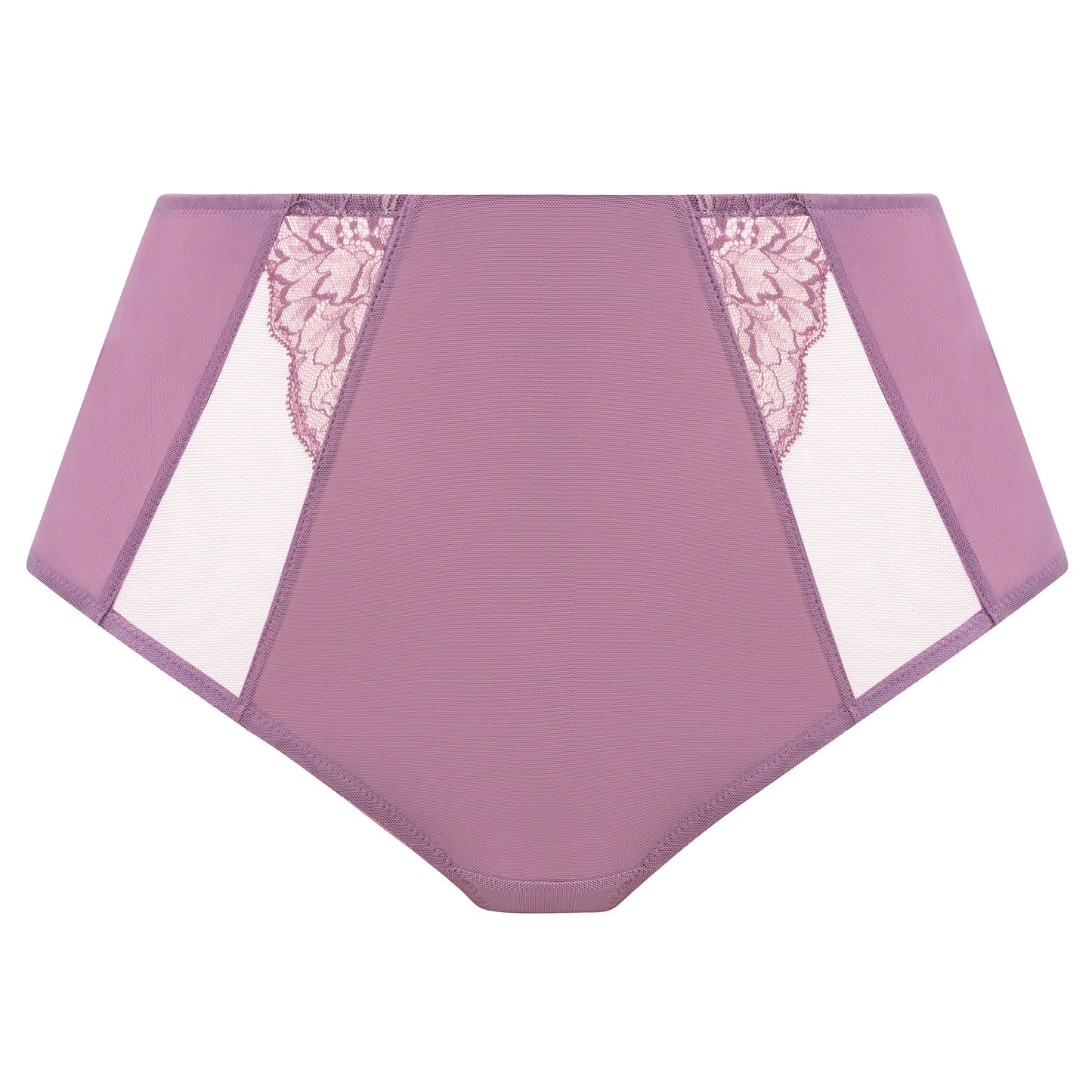 plussize high leg brief in heather purple against a white background