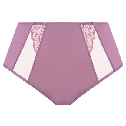 plussize high leg brief in heather purple against a white background