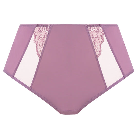 plussize high leg brief in heather purple against a white background