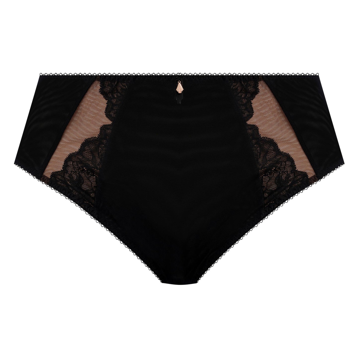 Black lace underwear on a white background