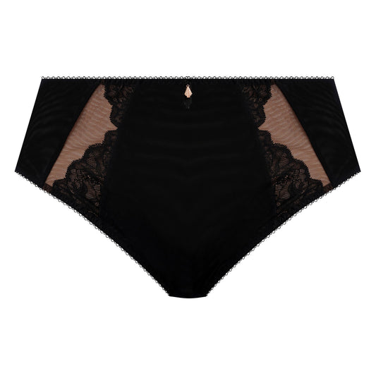 Black lace underwear on a white background