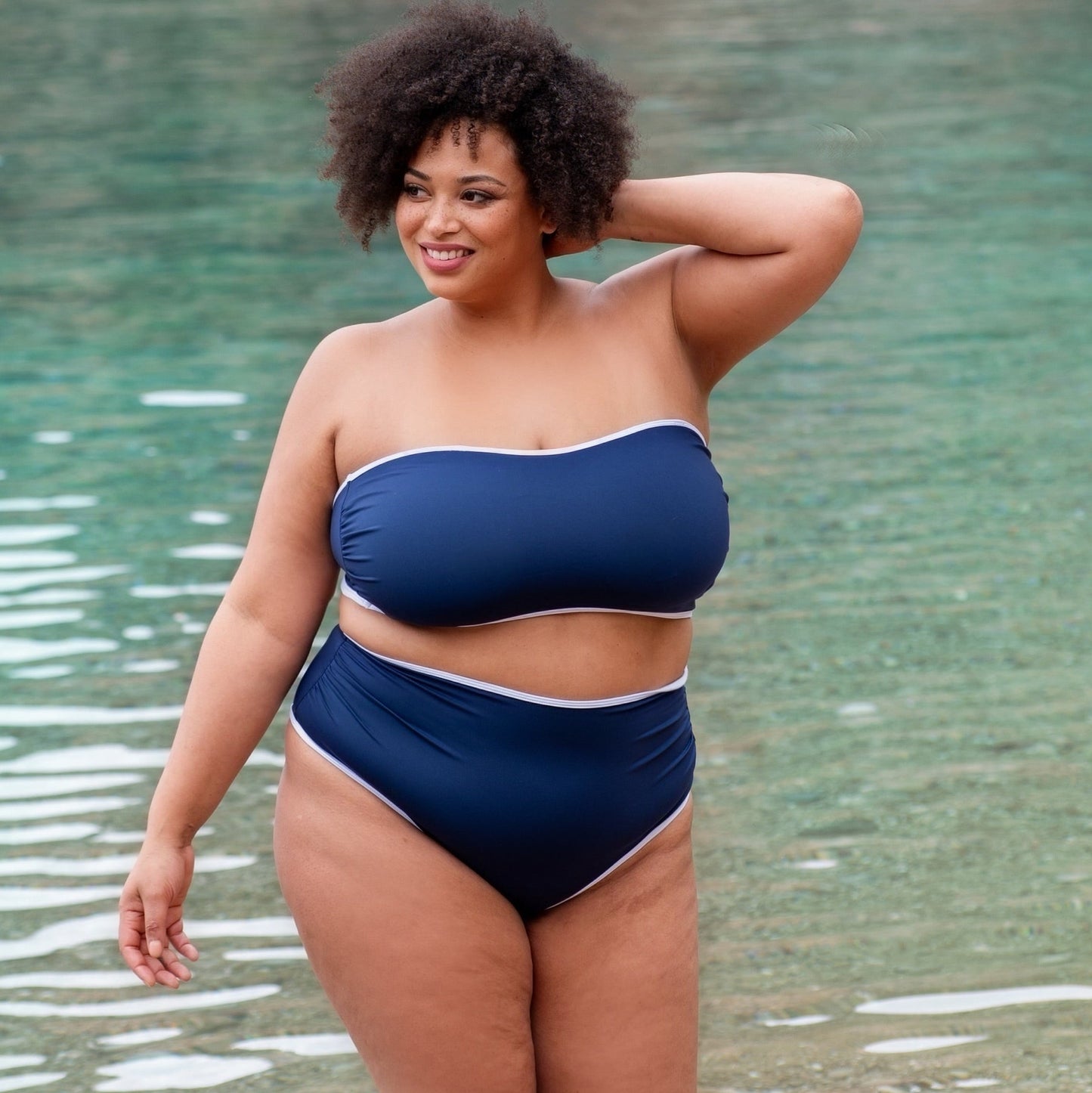 Azur Marineblauw Bandeau Multiway Bikini Top