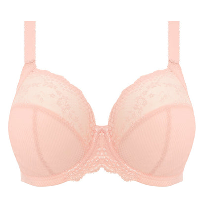 big cup bra in pink lace with embroidered flowers
