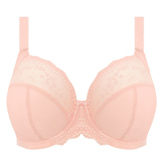 big cup bra in pink lace with embroidered flowers