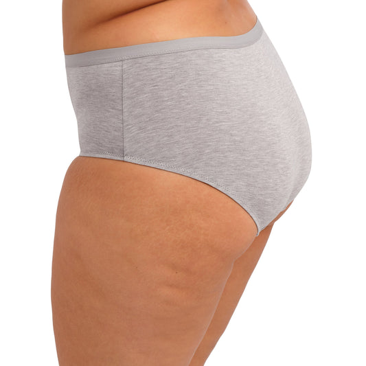 curvy woman wearing Gray underwear on a white background