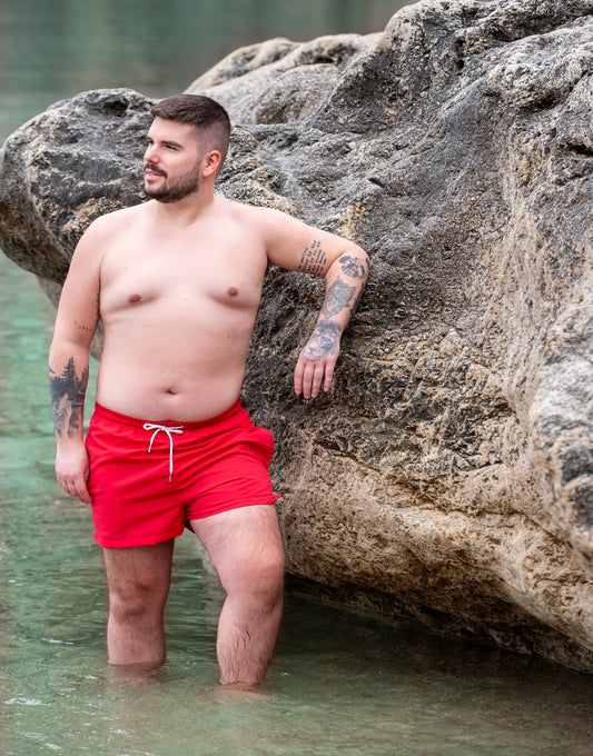 Men Swim Short Tailored Fit Red