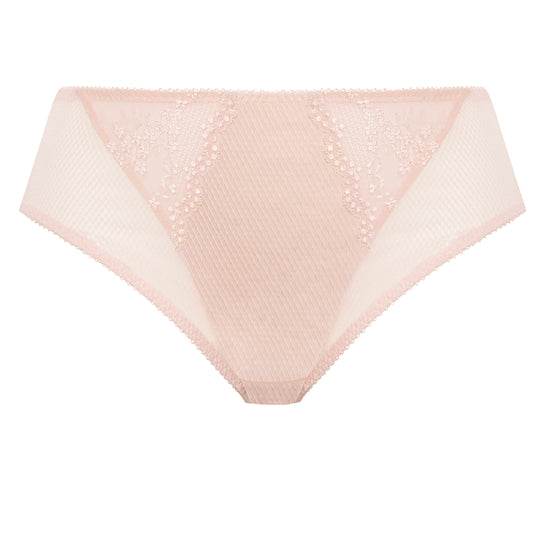 plussize high leg brief in pink lace and mesh