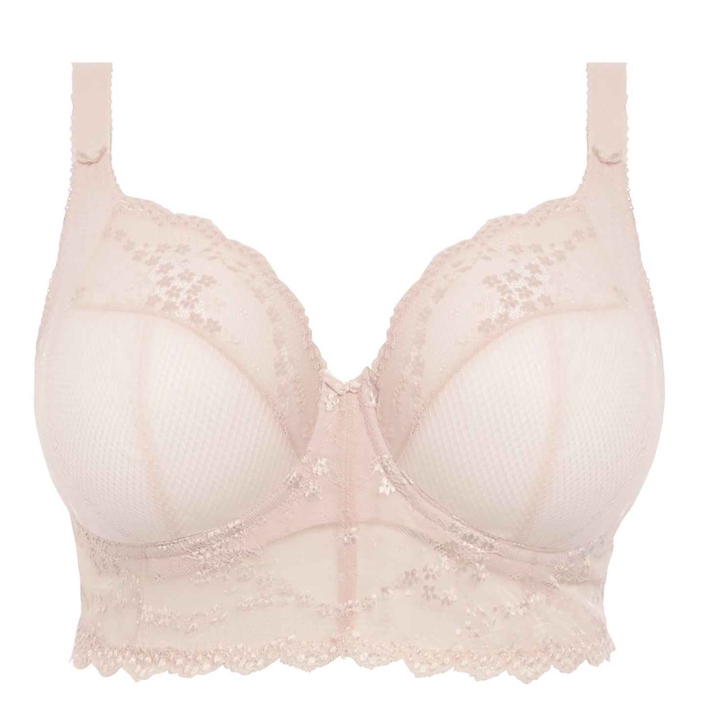 Big cups pink lace bralette with embroidered flowers 