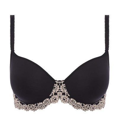 black contour bra with lace flowers  details in ivory color