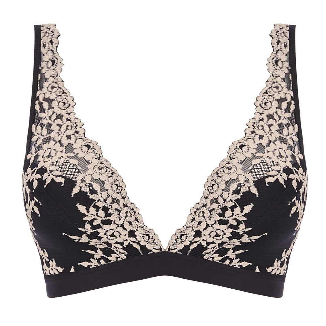 lace bralette in black with ivory flowers