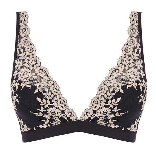 lace bralette in black with ivory flowers