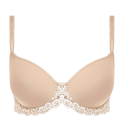 contour bra in nude color with lace flower details in ivory 