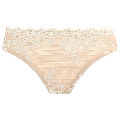 lingerie briefs in lace nude color with ivory flower accents