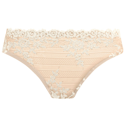 lingerie briefs in lace nude color with ivory flower accents