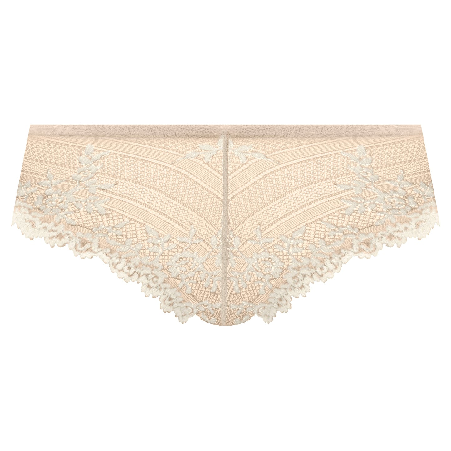 nude tanga with lace  flower details in ivory color