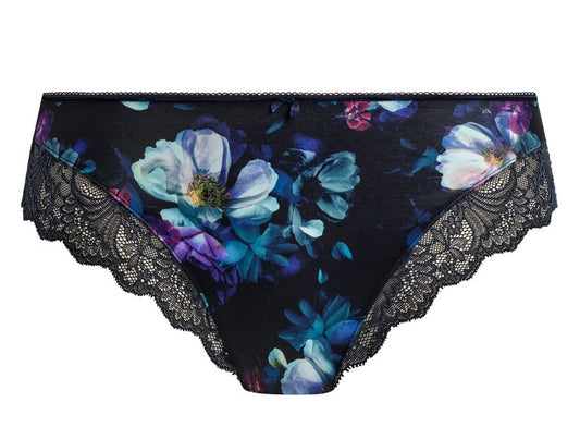 brief in midnight blue color with flowerprint and stretch lace