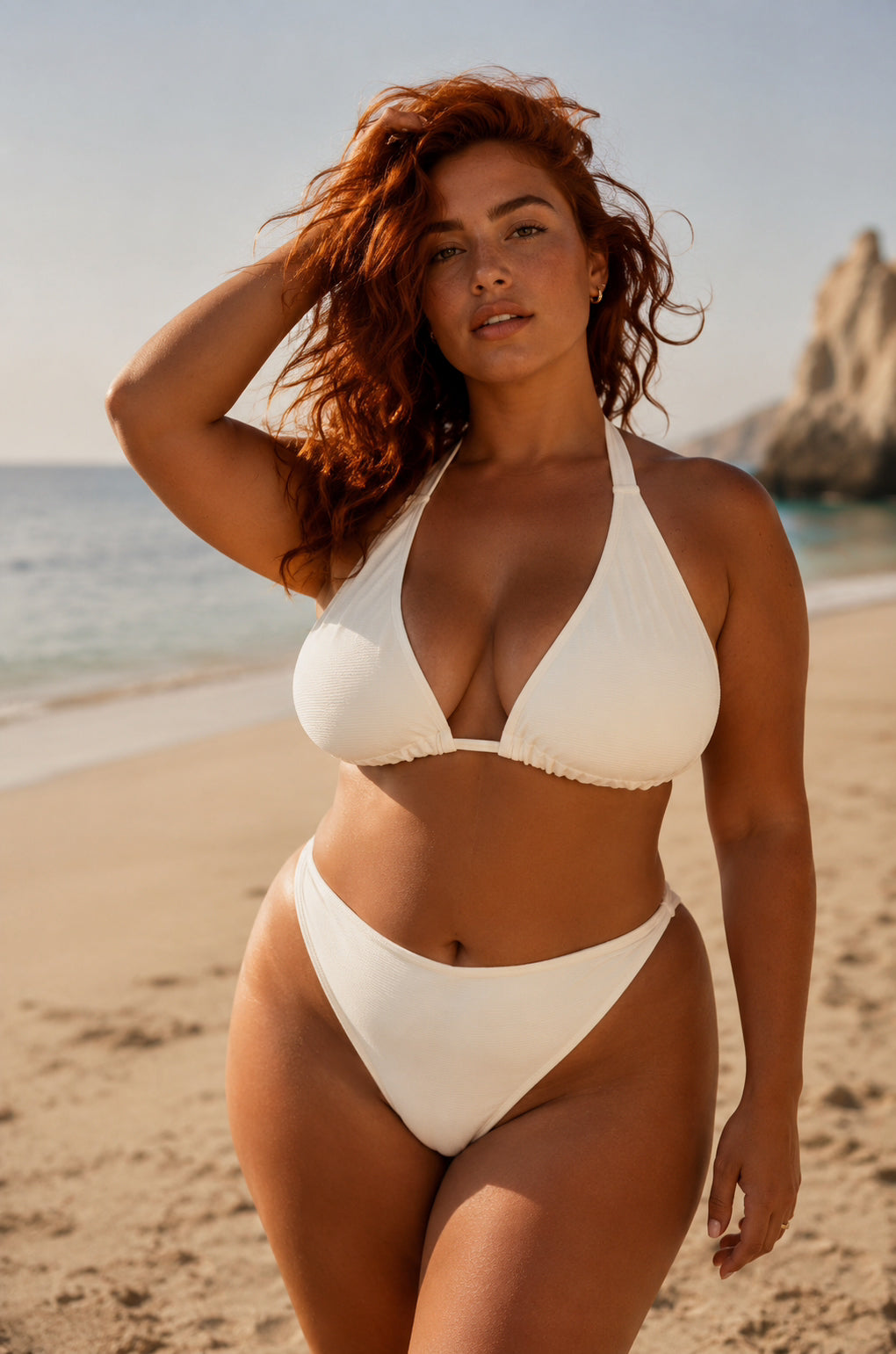 Crème Driehoek Bikini top
