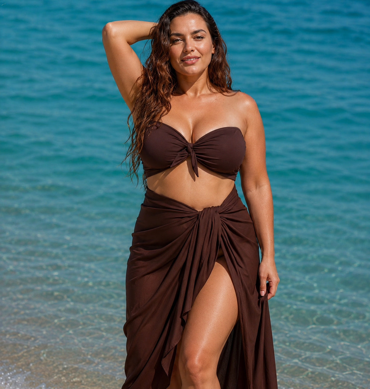 Koffie Bandeau Multiway Bikini Top