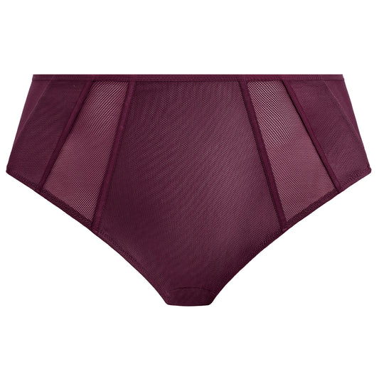 plussize high waist brief in mesh in a blackberry color