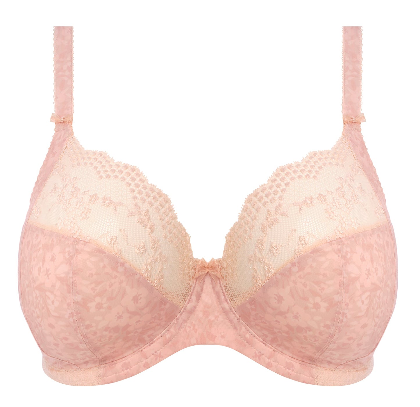 big cup bra with flower pattern and lace in pink color