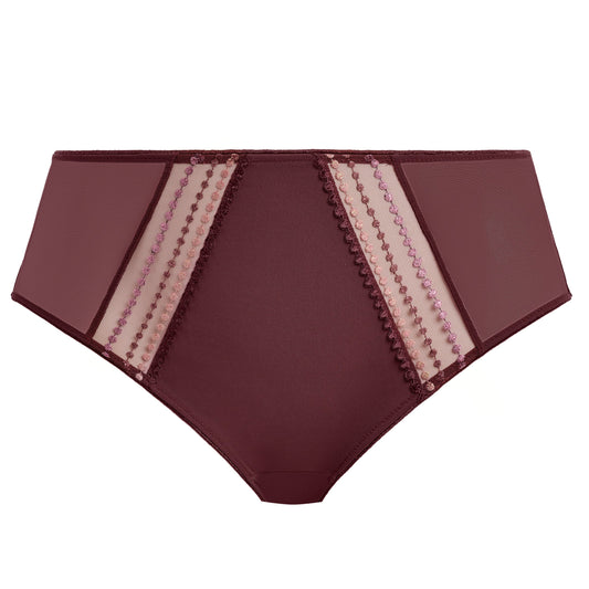 plussize highwaist purple underwear with lace trim on a white background