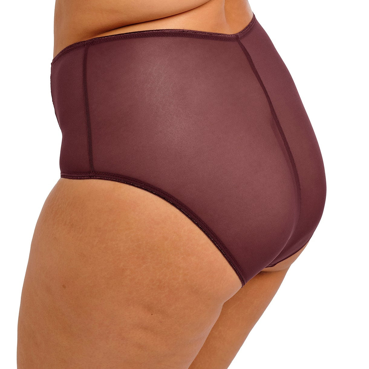 plussize highwaist purple underwear with lace trim on a white background