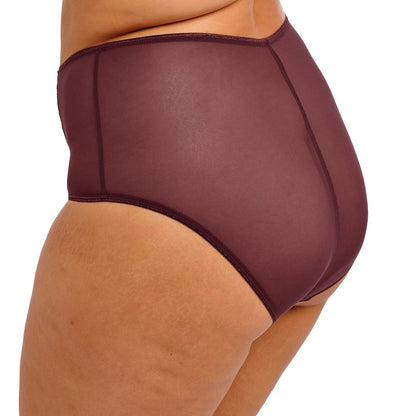 plussize highwaist purple underwear with lace trim on a white background