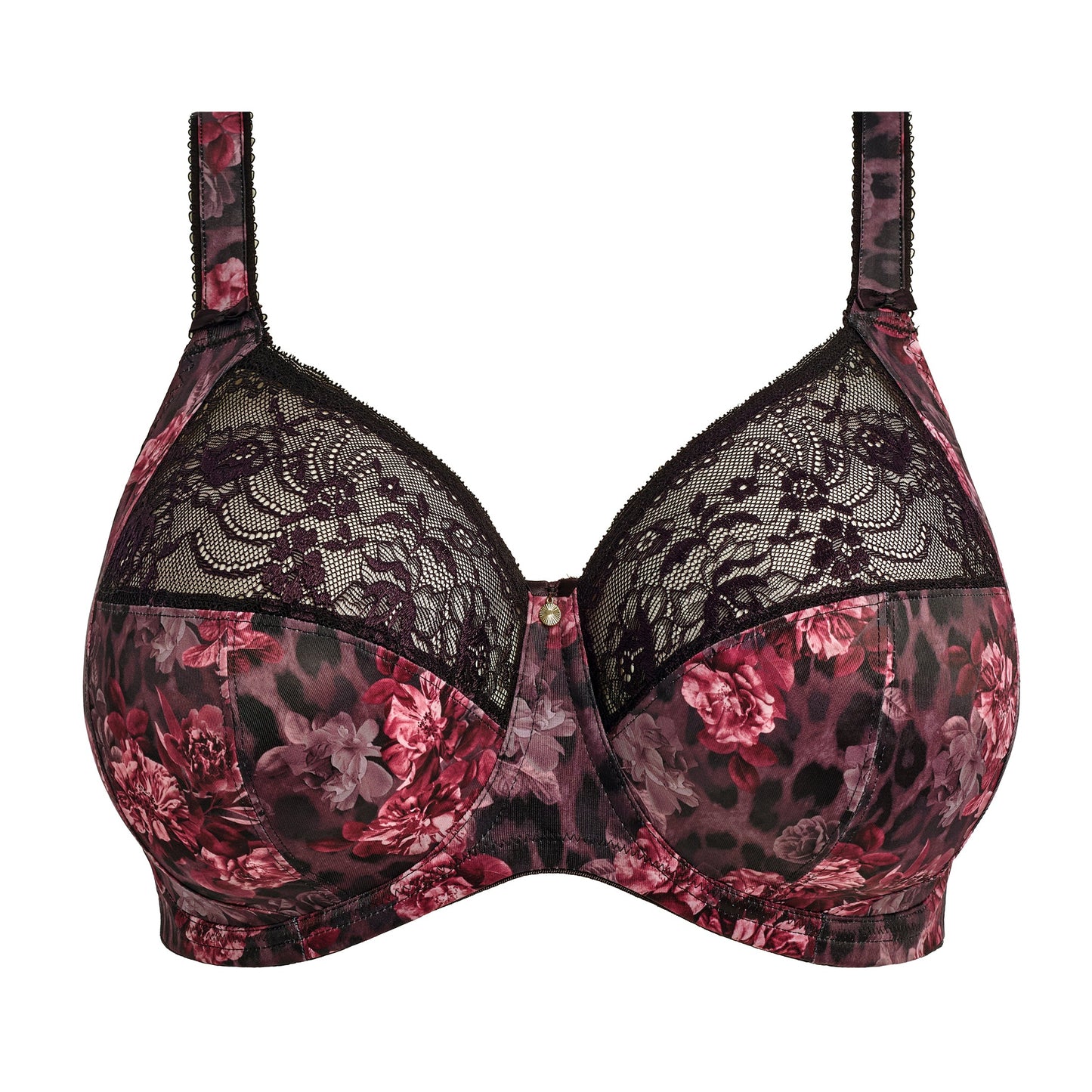 big cup bra with dark floral print