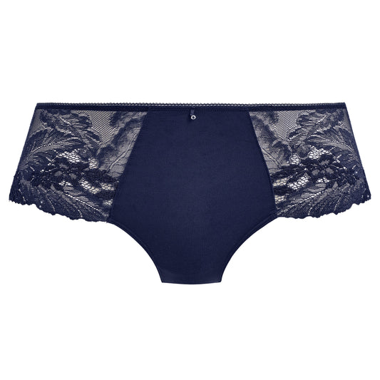  woman's lingerie short in dark blue lace with little strass details
