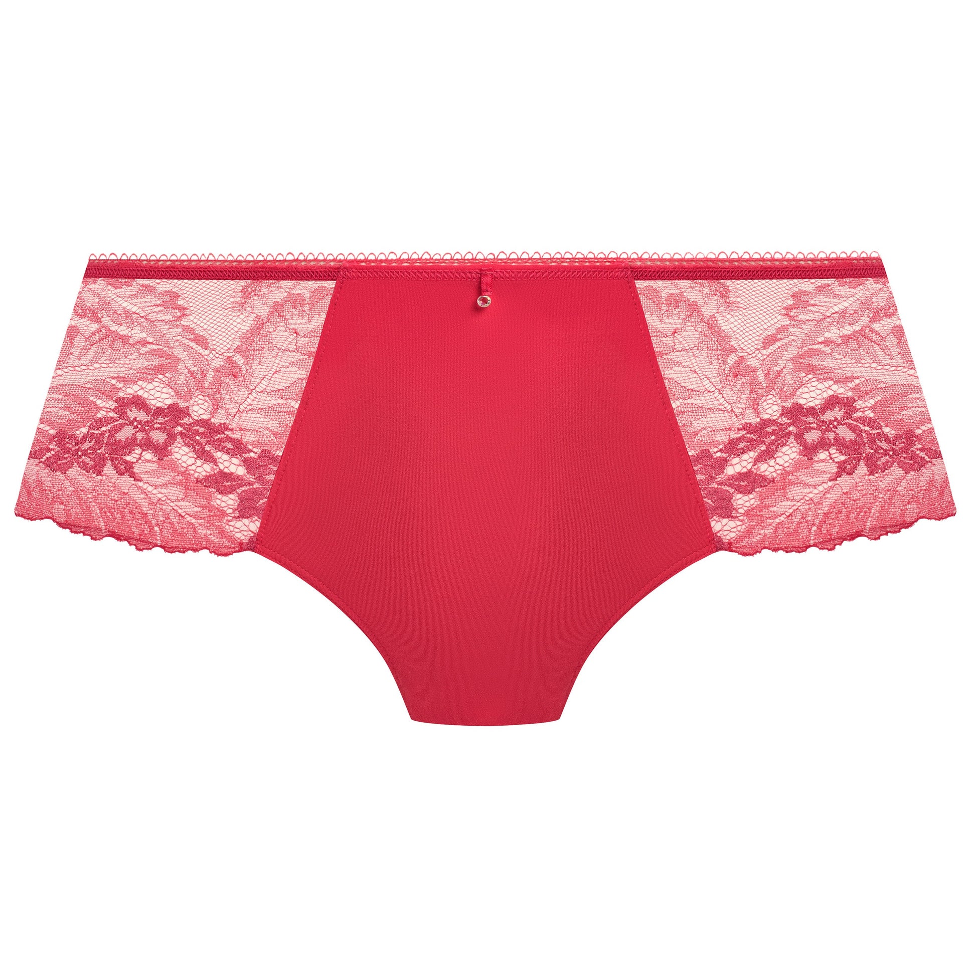 geranium pink short with embroidered soft pink flowers 