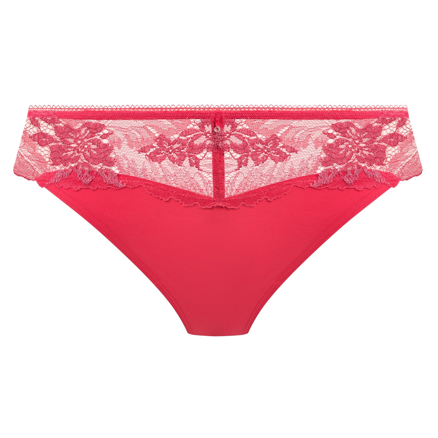 geranium pink tanga with embroidered soft pink flowers 