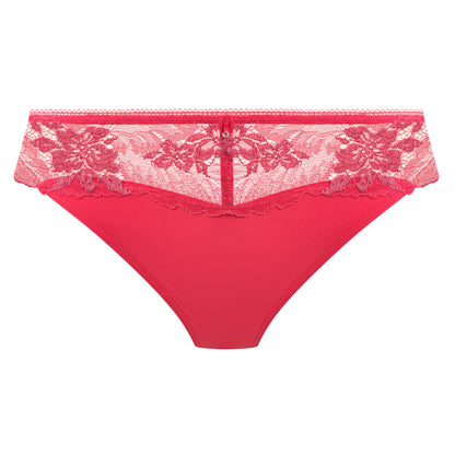 geranium pink tanga with embroidered soft pink flowers 