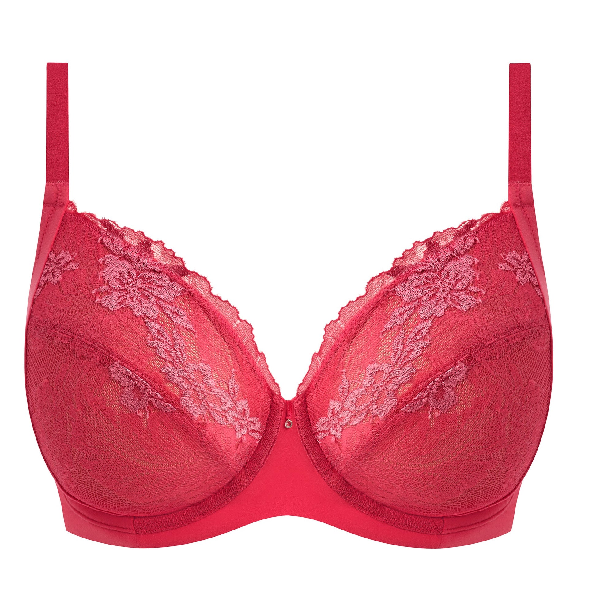 geranium pink bra with embroidered soft pink flowers